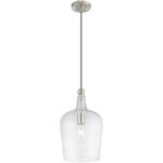 1 Light Brushed Nickel Mini Pendant with Clear Glass Shade-Lighting LumensPendant Lights