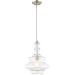 1 Light Brushed Nickel Mini Pendant with Clear Glass Shade-Lighting LumensPendant Lights