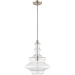 1 Light Brushed Nickel Mini Pendant with Clear Glass Shade-Lighting LumensPendant Lights