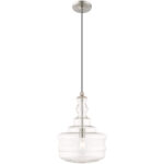 1 Light Brushed Nickel Mini Pendant with Clear Glass Shade-Lighting LumensPendant Lights