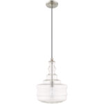 1 Light Brushed Nickel Mini Pendant with Clear Glass Shade-Lighting LumensPendant Lights