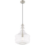 1 Light Brushed Nickel Mini Pendant with Clear Glass Shade-Lighting LumensPendant Lights