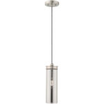 1 Light Brushed Nickel Mini Pendant with Smoke Glass Shade-Lighting LumensPendant Lights