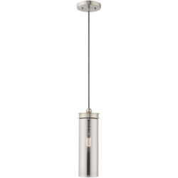 1 Light Brushed Nickel Mini Pendant with Smoke Glass Shade-Lighting LumensPendant Lights