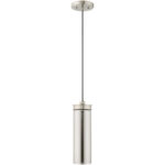 1 Light Brushed Nickel Mini Pendant with Smoke Glass Shade-Lighting LumensPendant Lights