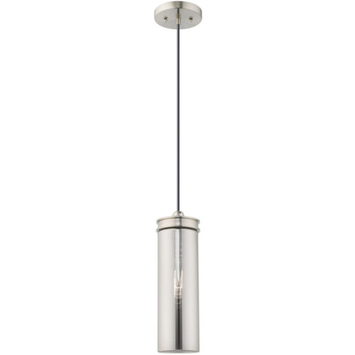 1 Light Brushed Nickel Mini Pendant with Smoke Glass Shade-Lighting LumensPendant Lights