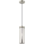 1 Light Brushed Nickel Mini Pendant with Smoke Glass Shade-Lighting LumensPendant Lights