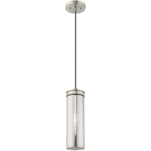 1 Light Brushed Nickel Mini Pendant with Smoke Glass Shade-Lighting LumensPendant Lights