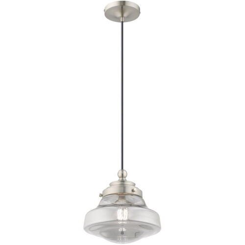 1 Light Brushed Nickel Mini Pendant with Smoke Glass Shade-Lighting LumensPendant Lights