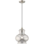 1 Light Brushed Nickel Mini Pendant with Smoke Glass Shade-Lighting LumensPendant Lights