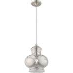 1 Light Brushed Nickel Mini Pendant with Smoke Glass Shade-Lighting LumensPendant Lights