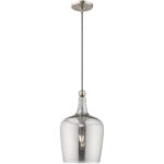 1 Light Brushed Nickel Mini Pendant with Smoke Glass Shade-Lighting LumensPendant Lights