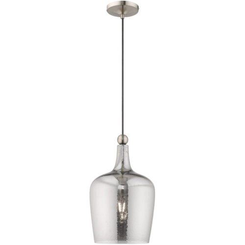 1 Light Brushed Nickel Mini Pendant with Smoke Glass Shade-Lighting LumensPendant Lights