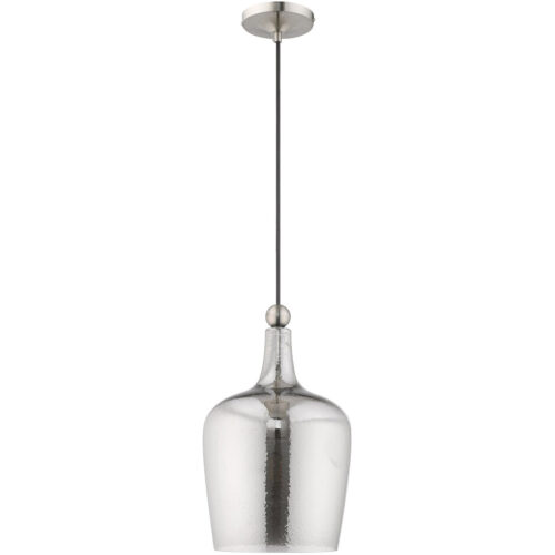 1 Light Brushed Nickel Mini Pendant with Smoke Glass Shade-Lighting LumensPendant Lights