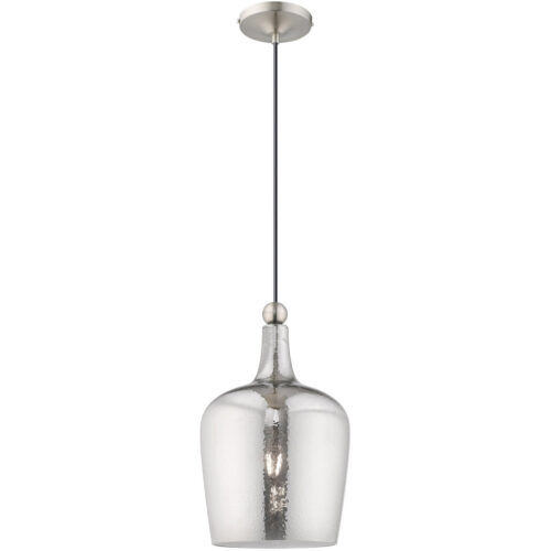 1 Light Brushed Nickel Mini Pendant with Smoke Glass Shade-Lighting LumensPendant Lights