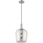 1 Light Brushed Nickel Mini Pendant with Smoke Glass Shade-Lighting LumensPendant Lights