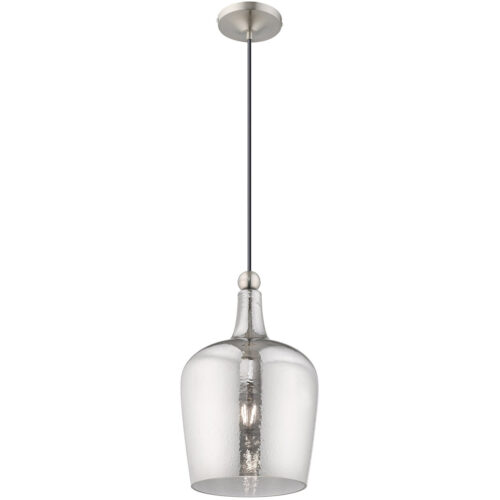 1 Light Brushed Nickel Mini Pendant with Smoke Glass Shade-Lighting LumensPendant Lights