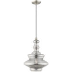 1 Light Brushed Nickel Mini Pendant with Smoke Glass Shade-Lighting LumensPendant Lights