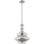 1 Light Brushed Nickel Mini Pendant with Smoke Glass Shade-Lighting LumensPendant Lights