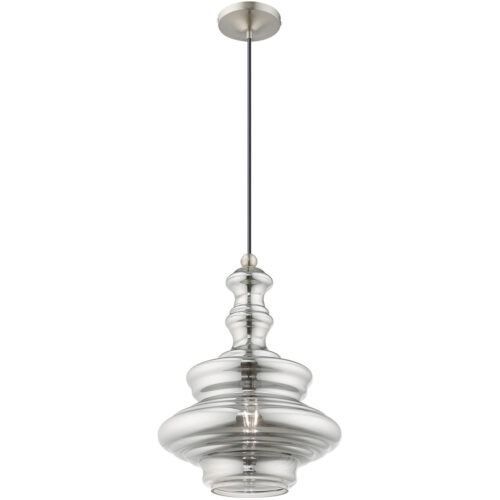 1 Light Brushed Nickel Mini Pendant with Smoke Glass Shade-Lighting LumensPendant Lights