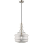 1 Light Brushed Nickel Mini Pendant with Smoke Glass Shade-Lighting LumensPendant Lights