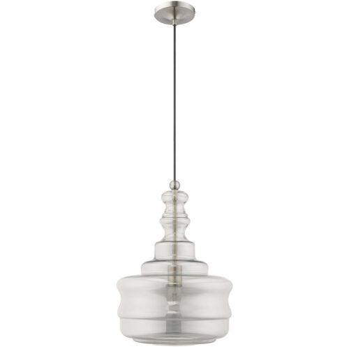 1 Light Brushed Nickel Mini Pendant with Smoke Glass Shade-Lighting LumensPendant Lights