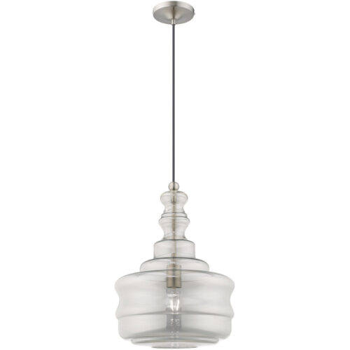 1 Light Brushed Nickel Mini Pendant with Smoke Glass Shade-Lighting LumensPendant Lights