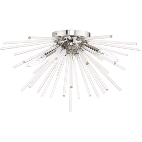 4 Light Polished Chrome Ceiling Light fixture with Clear Crystal Rods Shade-Lighting LumensFlush Mount Ceiling Lights