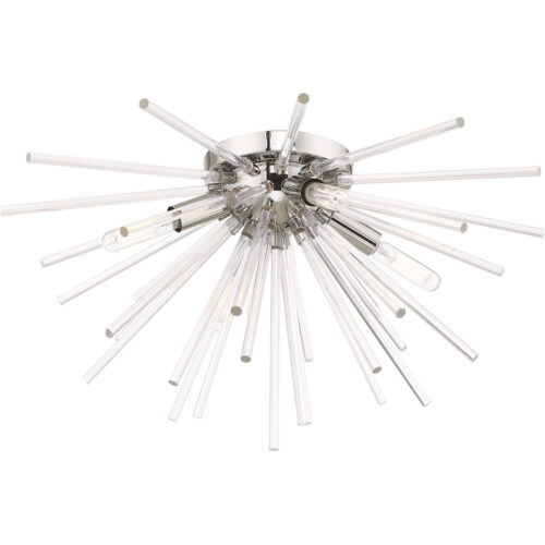 4 Light Polished Chrome Ceiling Light fixture with Clear Crystal Rods Shade-Lighting LumensFlush Mount Ceiling Lights