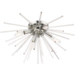 4 Light Polished Chrome Ceiling Light fixture with Clear Crystal Rods Shade-Lighting LumensFlush Mount Ceiling Lights