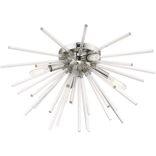 4 Light Polished Chrome Ceiling Light fixture with Clear Crystal Rods Shade-Lighting LumensFlush Mount Ceiling Lights