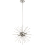 6 Light Polished Chrome Pendant Chandelier with Clear Crystal Rods Shade-Lighting LumensChandeliers