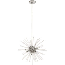 6 Light Polished Chrome Pendant Chandelier with Clear Crystal Rods Shade-Lighting LumensChandeliers