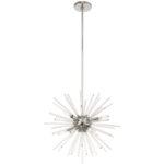 6 Light Polished Chrome Pendant Chandelier with Clear Crystal Rods Shade-Lighting LumensChandeliers