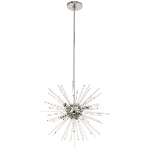 6 Light Polished Chrome Pendant Chandelier with Clear Crystal Rods Shade-Lighting LumensChandeliers