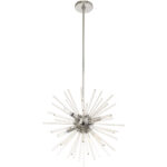 6 Light Polished Chrome Pendant Chandelier with Clear Crystal Rods Shade-Lighting LumensChandeliers