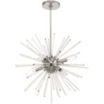 6 Light Polished Chrome Pendant Chandelier with Clear Crystal Rods Shade-Lighting LumensChandeliers