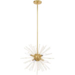 6 Light Satin Brass Pendant Chandelier with Clear Crystal Rods Shade-Lighting LumensChandeliers