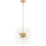 6 Light Satin Brass Pendant Chandelier with Clear Crystal Rods Shade-Lighting LumensChandeliers