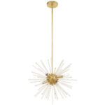 6 Light Satin Brass Pendant Chandelier with Clear Crystal Rods Shade-Lighting LumensChandeliers