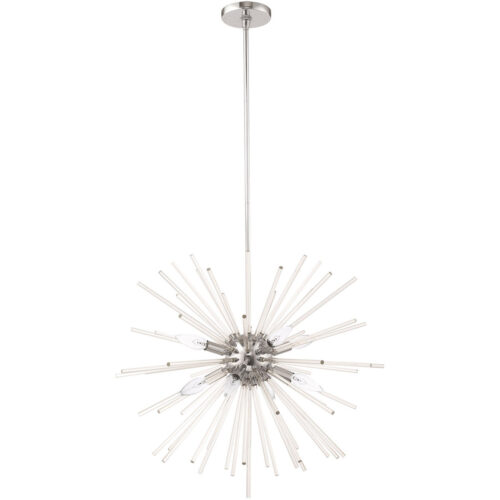 8 Light Polished Chrome Pendant Chandelier with Clear Crystal Rods Shade-Lighting LumensChandeliers