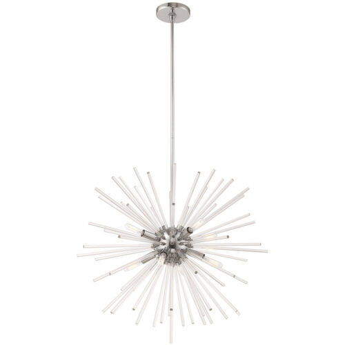 8 Light Polished Chrome Pendant Chandelier with Clear Crystal Rods Shade-Lighting LumensChandeliers