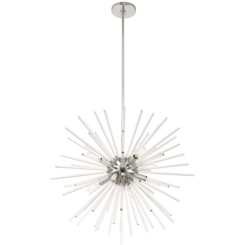 8 Light Polished Chrome Pendant Chandelier with Clear Crystal Rods Shade-Lighting LumensChandeliers