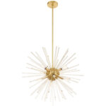 8 Light Satin Brass Pendant Chandelier with Clear Crystal Rods Shade-Lighting LumensChandeliers