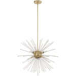 8 Light Satin Brass Pendant Chandelier with Clear Crystal Rods Shade-Lighting LumensChandeliers