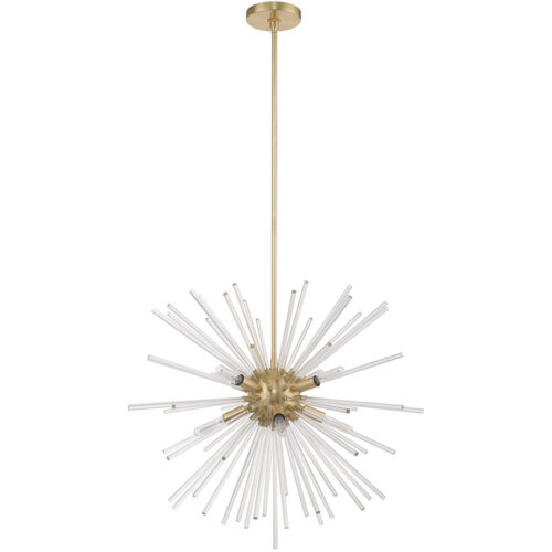 8 Light Satin Brass Pendant Chandelier with Clear Crystal Rods Shade-Lighting LumensChandeliers