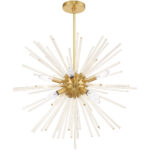 8 Light Satin Brass Pendant Chandelier with Clear Crystal Rods Shade-Lighting LumensChandeliers