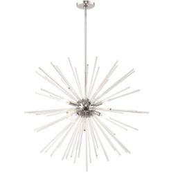 8 Light Polished Chrome Pendant Chandelier with Clear Crystal Rods Shade-Lighting LumensChandeliers