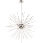 8 Light Polished Chrome Pendant Chandelier with Clear Crystal Rods Shade-Lighting LumensChandeliers