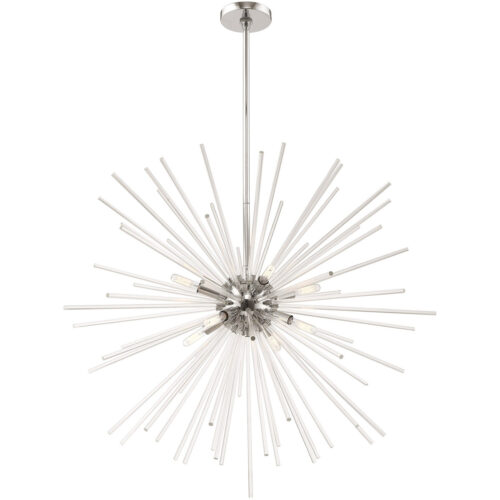 8 Light Polished Chrome Pendant Chandelier with Clear Crystal Rods Shade-Lighting LumensChandeliers